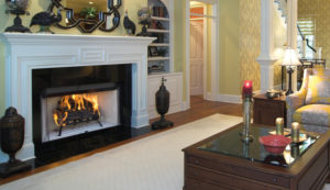 Photo of Astria’s Craftsman wood-burning fireplace