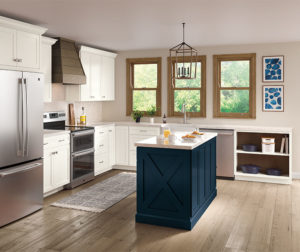 Photo to show Aristokraft's cabinets with two-tone styling